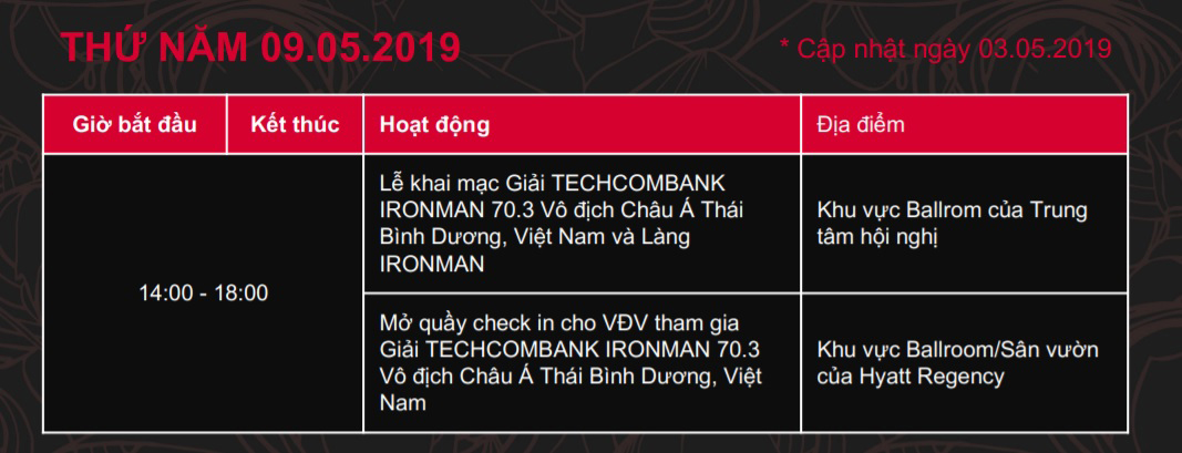 Lịch trình IRONMAN 70.3 Vietnam 2019 các vận động viên cần phải nhớ